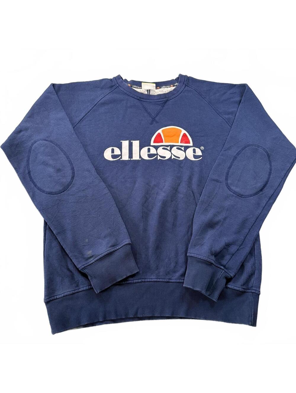 Vintage Ellesse Heritage Big Logo Crewneck Sweatshirt Navy Blue Large
